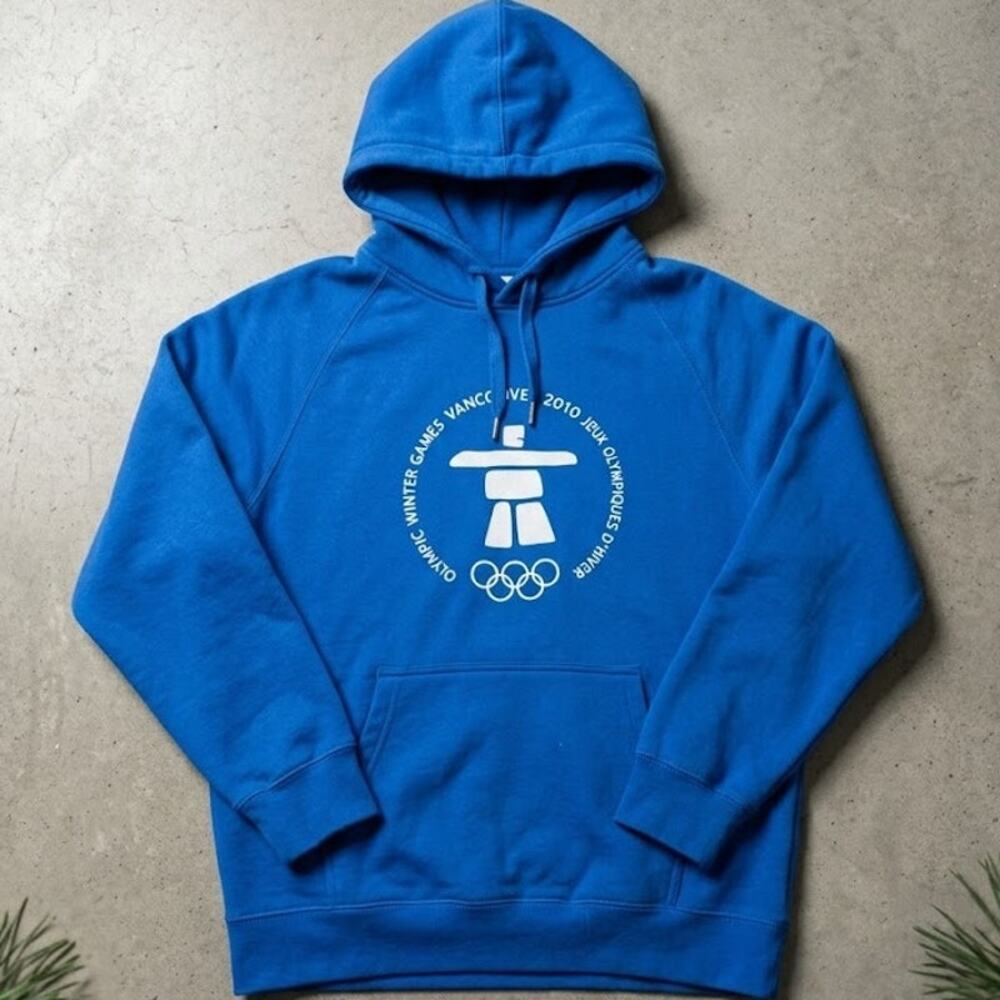 Vancouver 2010 Winter Olympics Inukshuk HBC Blue Pullover Hoodie Women's XL